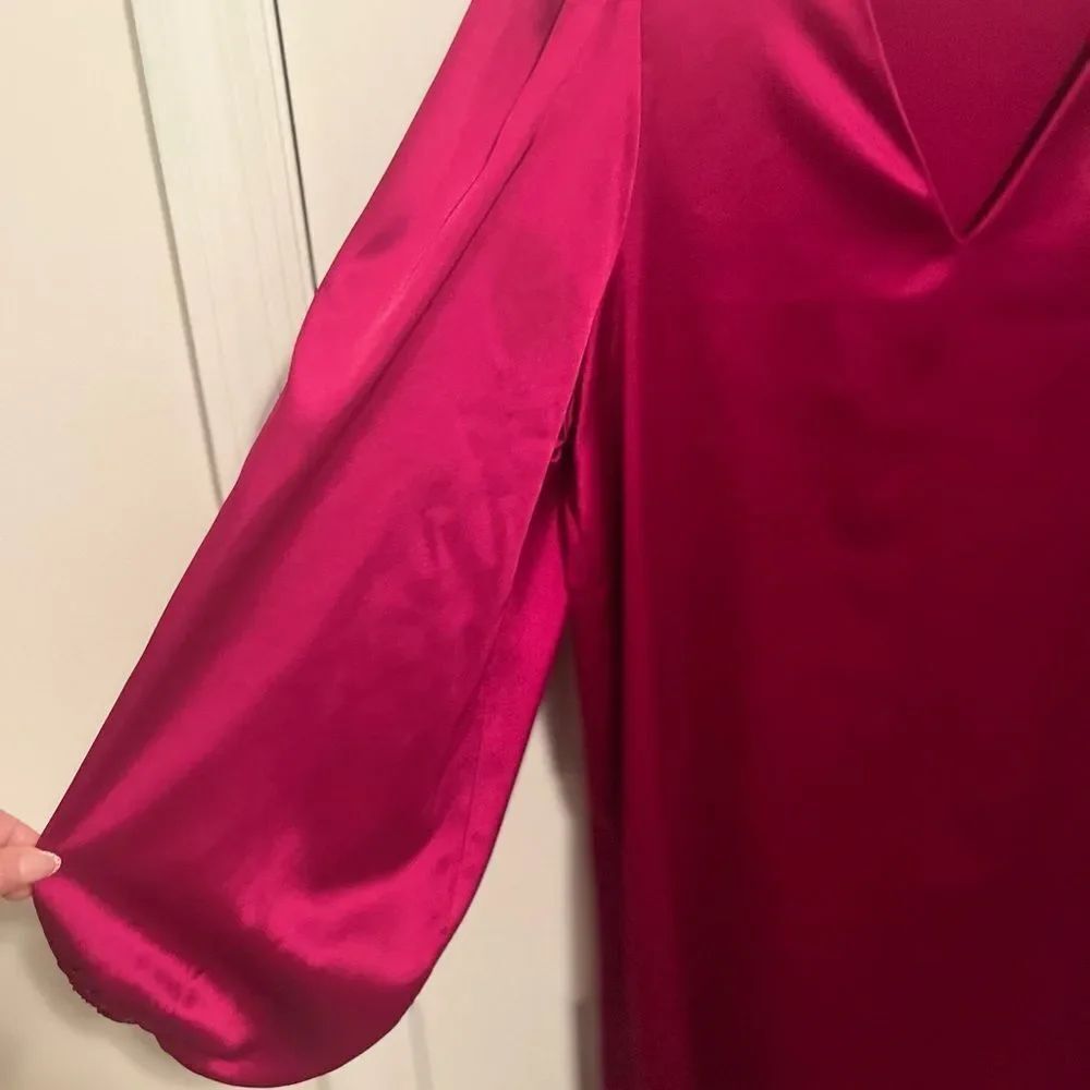 Karlie Deep Raspberry Satin Long Sleeve Dress - Picture 5 of 9
